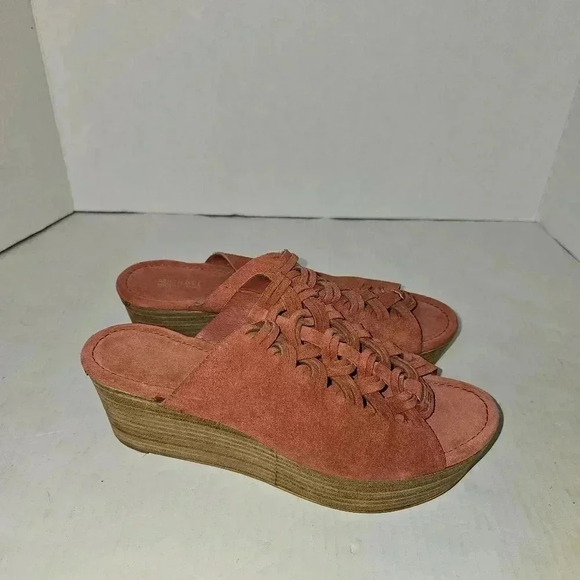 Michael Kors Westley Orange Suede Platform Open Toe Shoes SZ 9.5 - Picture 3 of 7